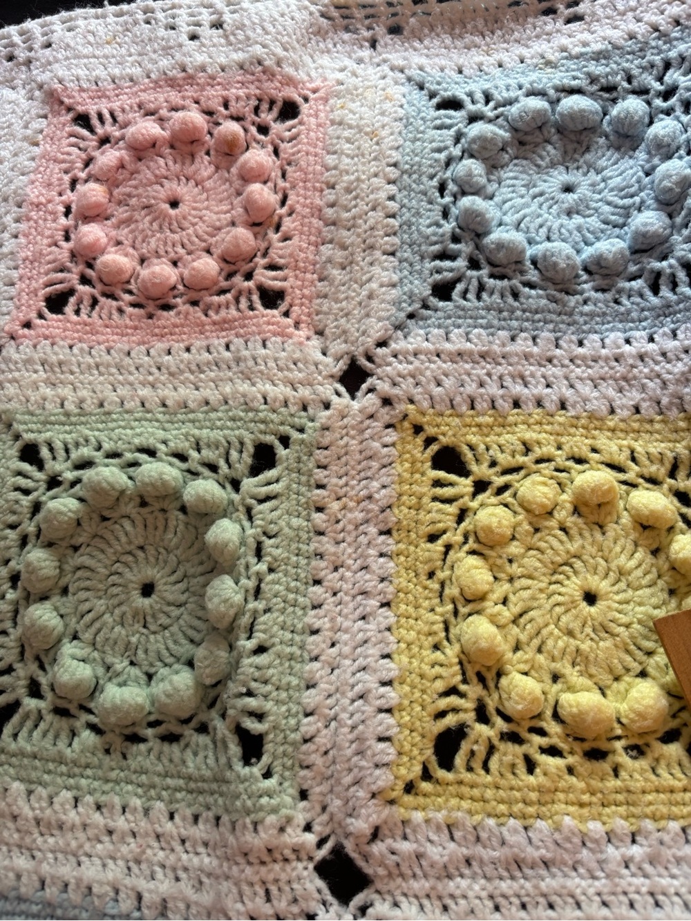 Handcrafted Pastel Crochet Baby/ Throw Blanket - Pink, Blue, Green, Yellow